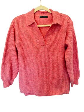 M&S Collection Coral Pink Collared Knit Pullover Sweater Size S